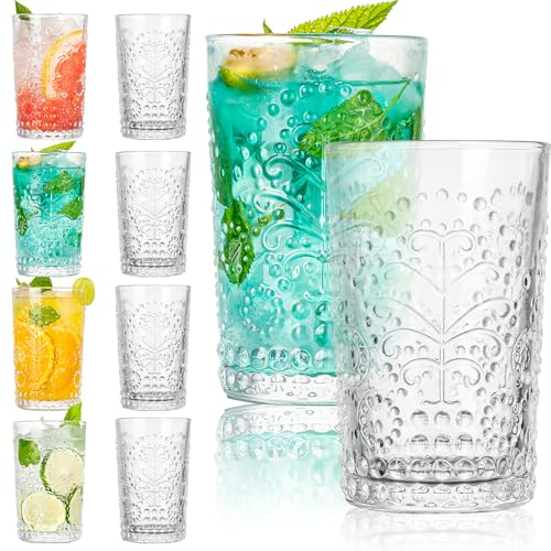 Claplante Crystal Whiskey Glasses Set of 8, 10 oz Old Fashioned Tumblers, Premium Rocks Glasses for...