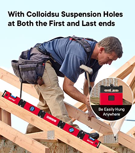 Zota Folding Level,28 Inch 5 Sections Foldable Level Measuring Tool With 45°/90°/180° Highprecisionl Bubble Level,Multi Function Magnetic Level For Decorator/Carpenters/Tiler #TOP6