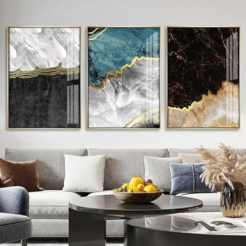 Peinture de fond abstraite marbre doré tableau d'art mural salon 60x90