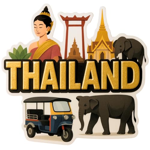 Image of Souvenir Fridge Magnet | 4x3 Inch Collectible Travel Decor | Strong & Durable Refrigerator Magnet with Iconic Landmarks for Travelers (Thailand)