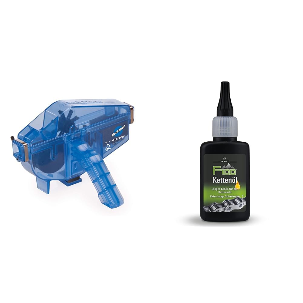 Park Tool Uniseks – Dla Dorosłych CM-5.3 Urządzenie do Czyszczenia Łańcuchów, Niebieski, M & Dr. Wack 2862 Olej do Łańcuchów Rowerowych F100, Przezroczysty, 50 ml