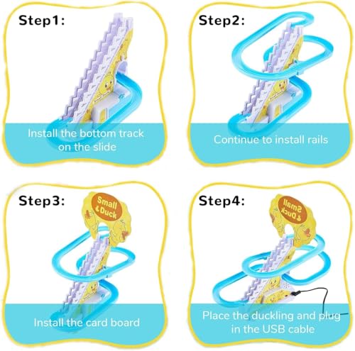 JUXINE Elektrische Ente Treppensteigen Spielzeug - 12 Stück Achterbahn Musik Montessori Baby Spielzeug, Track Slide Stairs Coaster für Kleinkinder