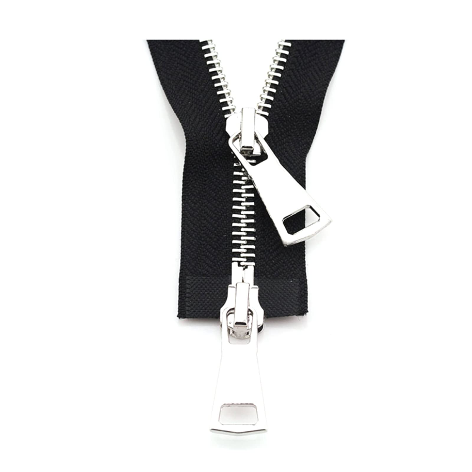 5# Metal Zipper Double Slider Two-Way 70-90cm Multicolor for Sewing Accessories(Black,70cm)