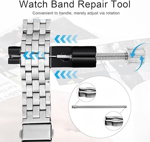 Image of Watch Link Removal Kit with 3 Extra Pins, Portable Link Remover Kit for Watches, Watch Strap Removal Tool for Watch Repair, Watch Bracelet Adjustment, Watch Strap Replacement and Resizing. (WATCH STRAP)