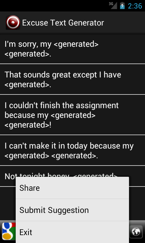 Excuse Text Generator - App on Amazon Appstore