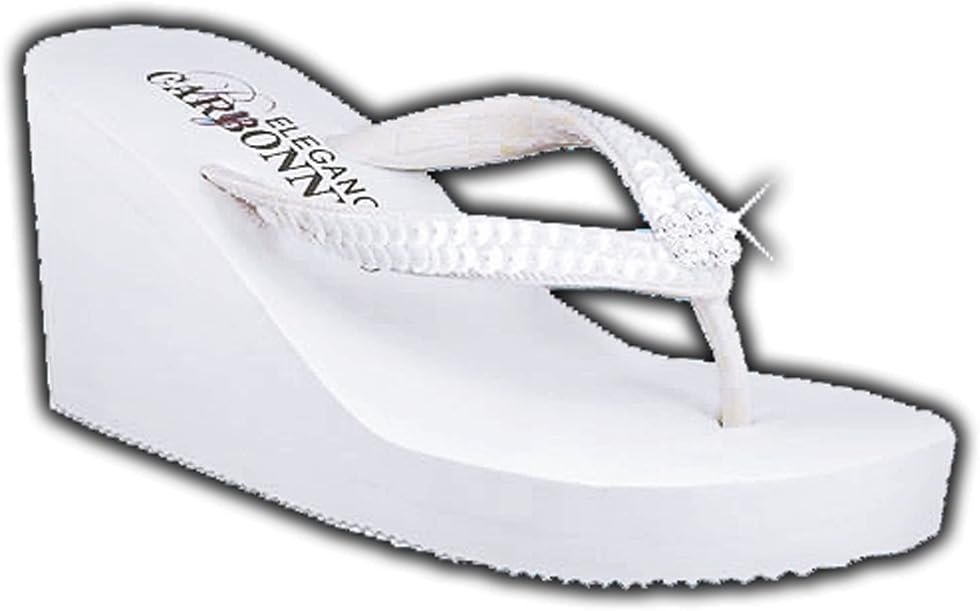 Breeze Women's High Heel Flip Flop White Foam Rubber Sandal