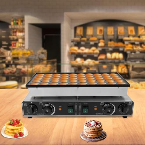 RSPPPJQ Máquina for Hacer Waffles y panqueques, 50 Agujeros, Plancha Antiadherente de 1700 W, Control de Temperatura Dual con Temporizador, for Uso Comercial o doméstico.