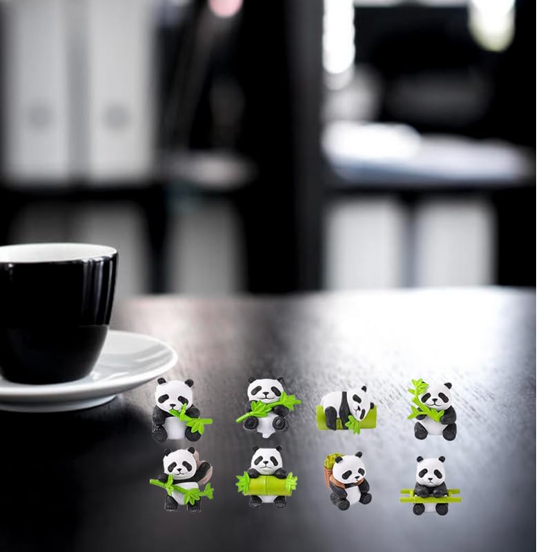 8 Figuras Miniatura de Panda en Resina para Decoración miniatura 6