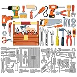 MAYJOYDIY Werkzeugkasten Metall Stanzformen Zange Elektrische Bohrmaschine Stanzschablonen Schrauben Pinsel Prägevorlage Scrapbooking Werkzeug Für DIY Bastelkarten Album Festliche Geschenkdekorationen