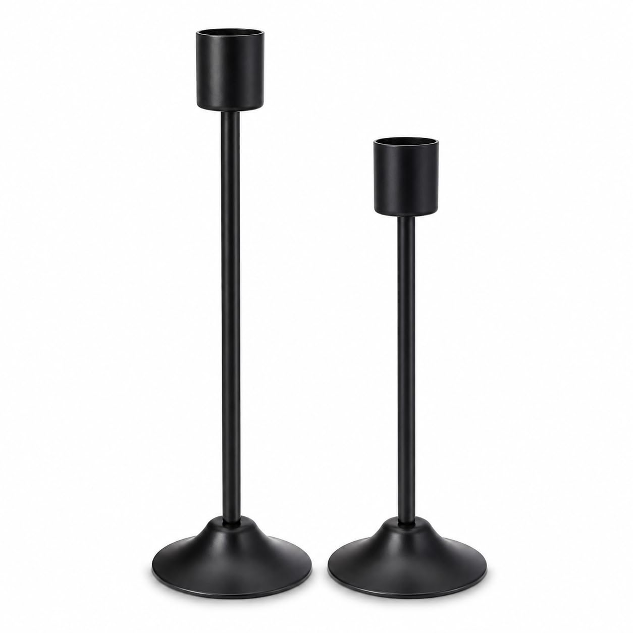 Black Metal Candle Holder Stand Set of 2, Tall Modern Taper Candle Holders with Wide Stable Base, Decorative Tabletop Candle Stands for Living Room, Dining Table, Wedding & Home Decorr-image-29