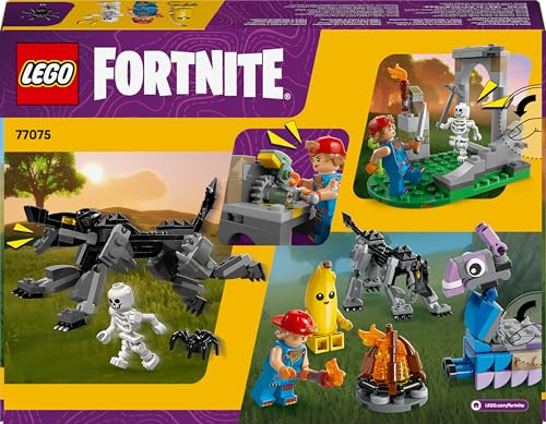 LEGO Fortnite Le Camp de Banane et Mécano - Jouet de Construction avec Figurines de Loup & Lama de Ravitaillement - 3 Minifigurines & Feu de Camp - Cadeau pour Gamer, Garçon ou Fille dès 7 Ans 77075