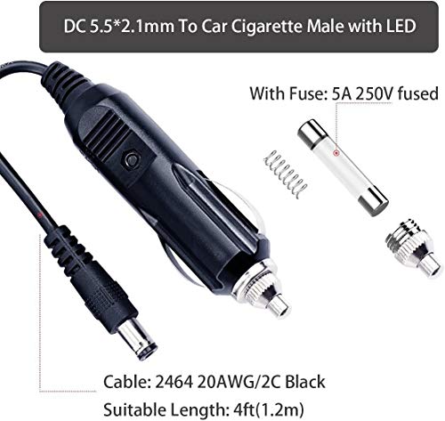 Sparking Dc 5.5 X 2.1Mm Car Charger Power Supply Cord - 12V -24V 4Ft Cigarette Lighter Male Plug To Dc Connector 5.5 X 2.1Mm Cable #TOP2