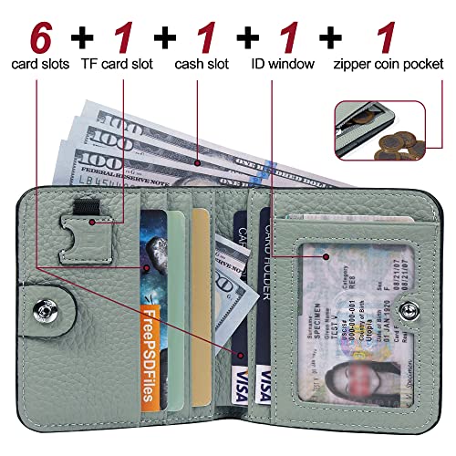 GADIEMKENSD Small Wallet Bifold RFID Credit Card Holder for Men Leather Coin Ladies Purse RFID Blocking Mini Compact Pocket Wallet with Zipper Card Cash Slots Ultra Slim Minimalist Light Grey2