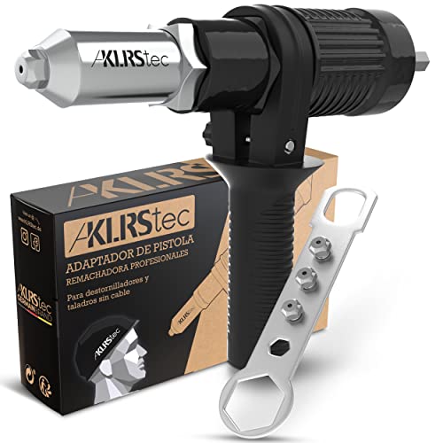 KLRStec® Adaptador para remachadoras profesionales de taladro | Adaptador de pistola remachadora a batería | Para remaches con tamaños de 2,4mm 3,2mm 4mm y 4,8 mm Cover