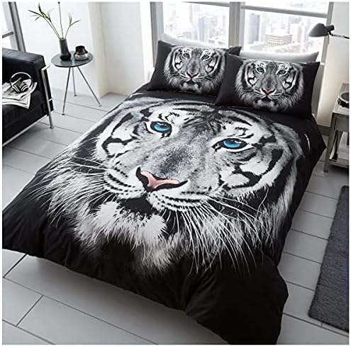 Wildlife Duvet Cover, 3D Bedding Quilt Covers, Polycotton Bed Cover With Pillow Cases, Lion, Double