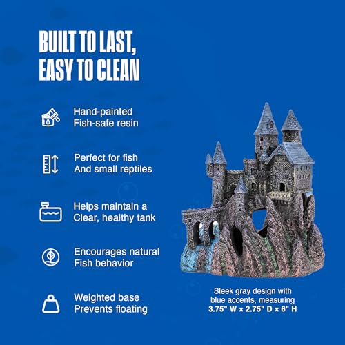 Image of Penn-Plax Age-of-Magic Enchanted Castle Aquarium Decoration - Safe for Freshwater and Saltwater Fish Tanks - Small