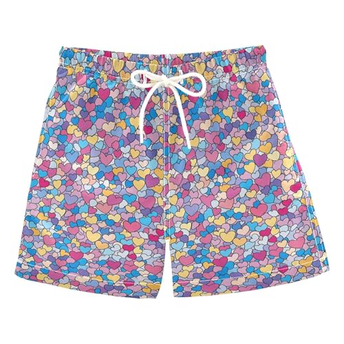 JUNZAN Cartoon Cute Hearts Love Toddler Swim Shorts Quick Dry Boys Beach Volleyball Kids Swimwears Son's Presents 2T