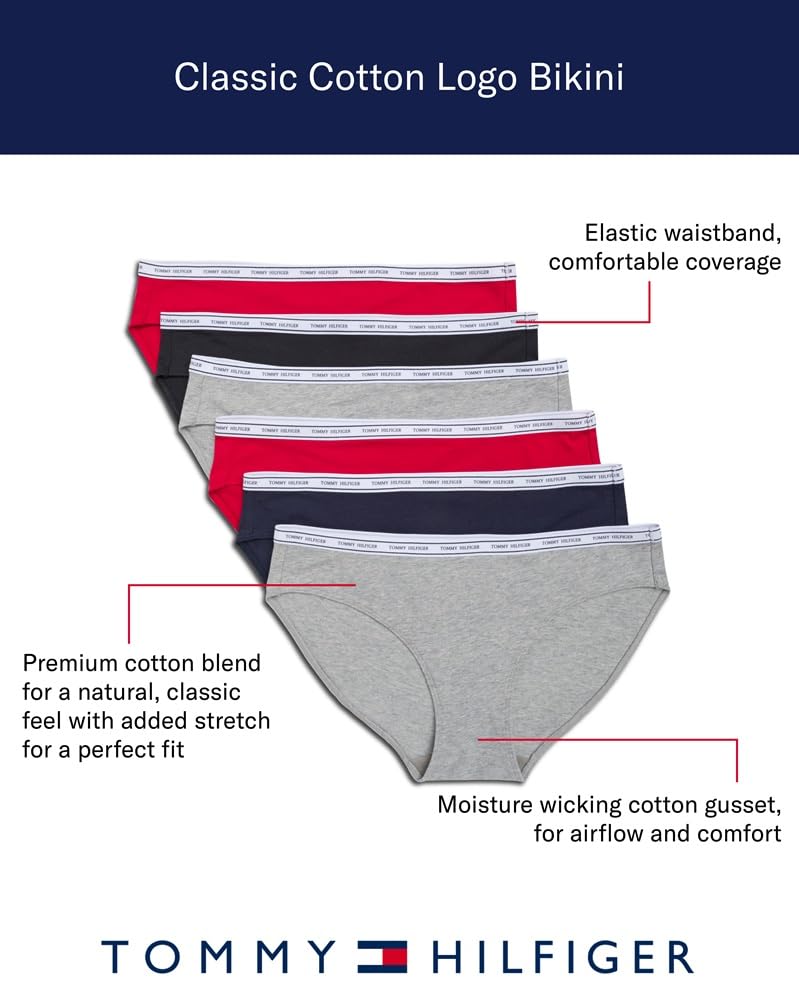 Tommy Hilfiger Damen Underwear Basics Cotton Bikini Panties, 6 Pack Unterwsche im Bikini-Stil