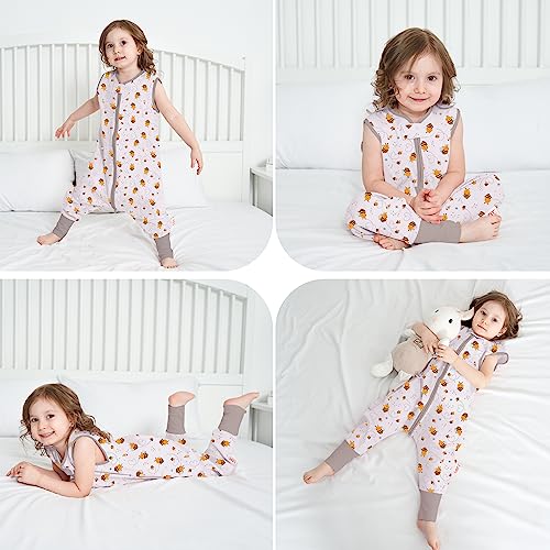 Baby Schlafsack Sommer mit Füßen 0.5 Tog 100% Baumwolle Kinder Sommerschlafsack für Jungen und Mädchen (Biene, M/1-2T) – Ansicht 5