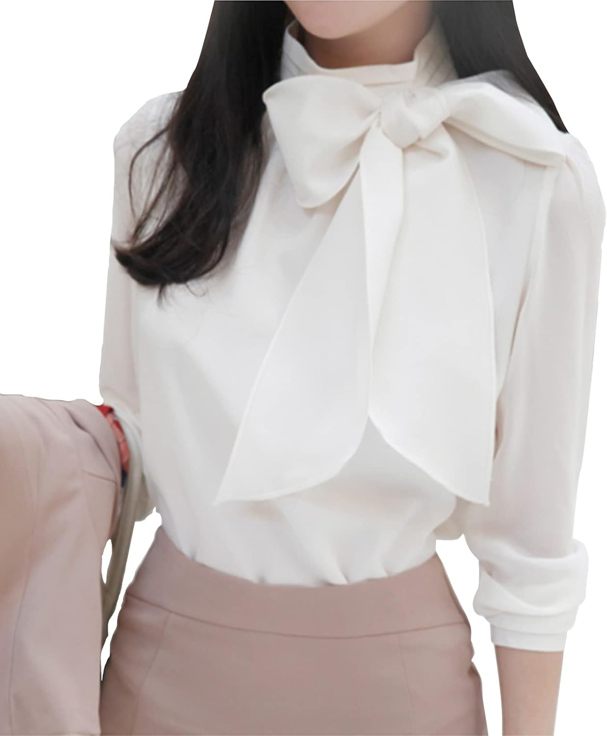 Amazon | [ドアーズ] ブラウス 立ち襟 リボン シャツ トップス 長袖