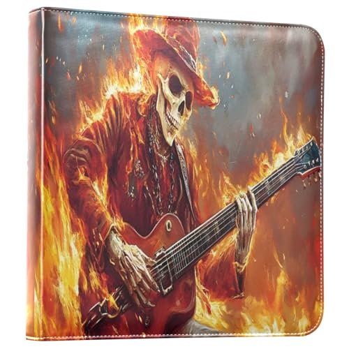Álbum de Fotos Autoadhesivo DIY Scrapbook Álbum con Calavera Tocando Guitarra, Encuadernador de 3 Anillas, 40 Páginas 8x10 para Recuerdos miniatura 1