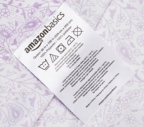 Image of Amazon Basics Lightweight Super Soft Easy Care Microfiber 3-Piece Bed Sheet Set with 14-Inch Deep Pockets, Twin XL, Lavender Paisley, Machine Wash Warm, Tumble Dry Low