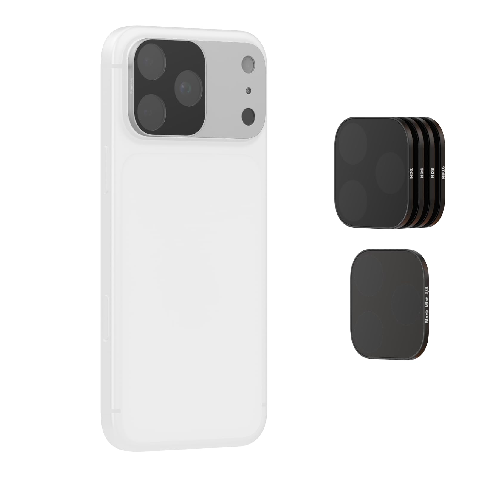 SMALLRIG Kit de filtres carrés ND et Black Mist pour iPhone 17 Pro, filtres magnétiques avec Support, Filtre de Diffusion Black Mist 1/4/ND2/ND4/ND8/ND16/ND32, Lot de 6, Argent - 6074