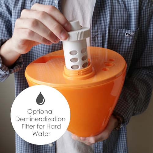 Image of Crane Ultrasonic Cool Mist Humidifier for Bedroom, Baby Nursery, Kids Room, Plants, or Office, Large 1 Gallon Tank, Filter Optional, Orange