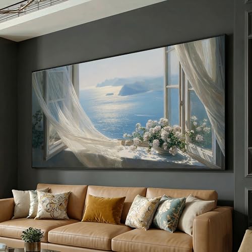 Toile imprimée grand format océan style épuré et lumineux