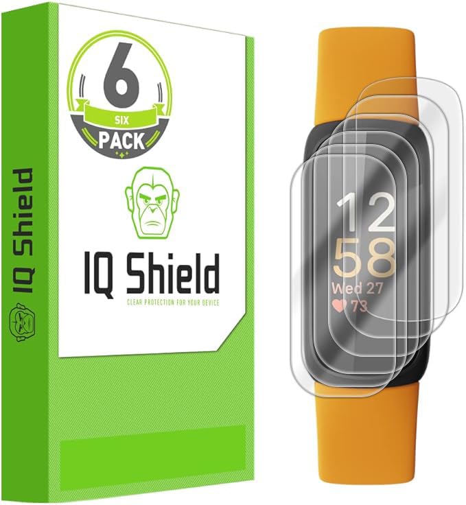 IQShield 6 Pack Screen Protector for Fitbit Inspire 3 Easy Install Ultra Thin Anti Scratch Anti-Bubble Clear TPU Film