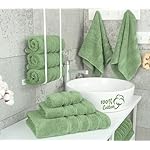 American Soft Linen Luxury 6 Piece Towel Set, 2 Bath Towels 2 Hand Towel 2 Washcloths, 100% Cotton Turkish Towels for Bathroom, Sage Green Towel Sets - Image 2