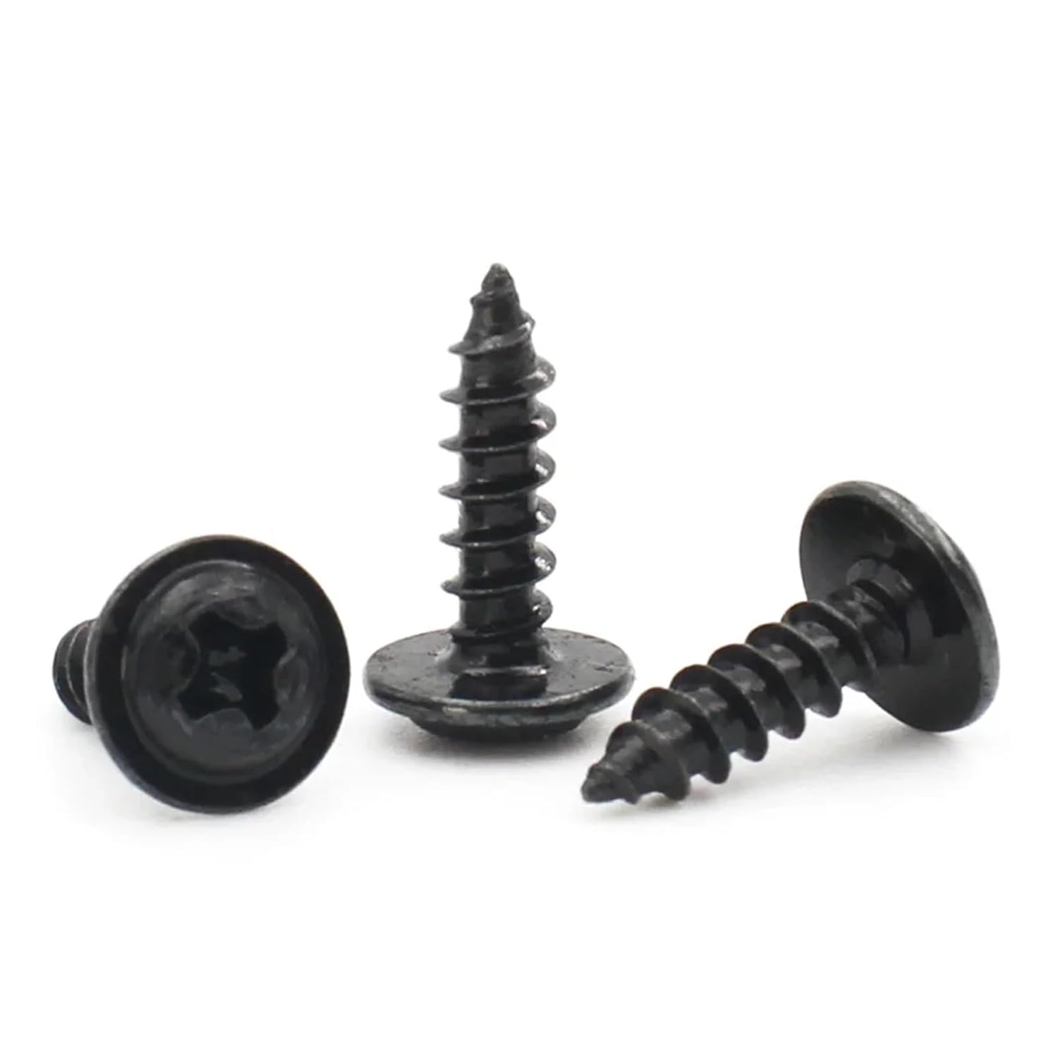 50-200pcs Mini Black Carbon Steel M1.4/1.7/2 /2.5/3 /3.5/4 Cross Round Head Self Tapping Screws with Washer(30mm,M3.5 (50pcs))