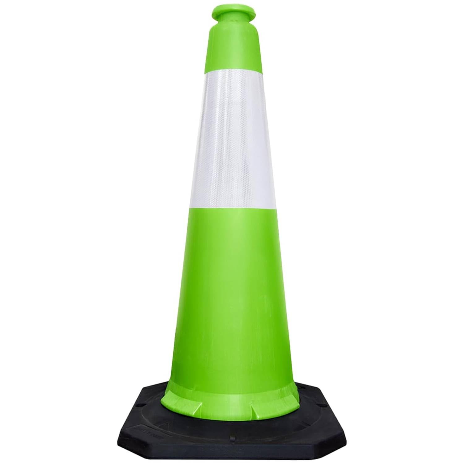 Berry Traffic Cone 1000MM Green with Black Rubber Base | High Visibility Reflective Safety Cone | PPC Road & Parking Traffic Control Cone | Wind Resistant Outdoor Construction Cone