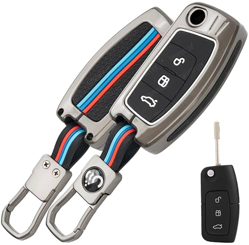 Image of SHOPOFLUX Metal Key Cover Compatible for Ford Old Ecosport | Fiesta | Figo 3 Button Flip Key