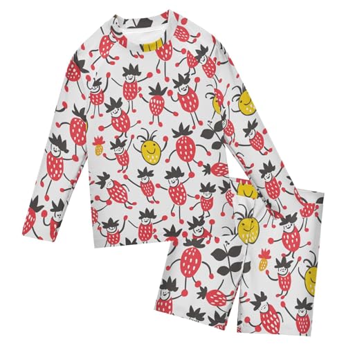 Trajes de baño de dos piezas con protección UV para niñas de 3 a 10 años motivo fresas