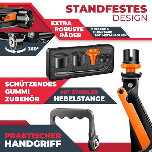 MASKO® Wagenheber hydraulisch 2,5T Flache Hubhöhe 85-365mm 3X Gummiauflage KFZ Rangierwagenheber...