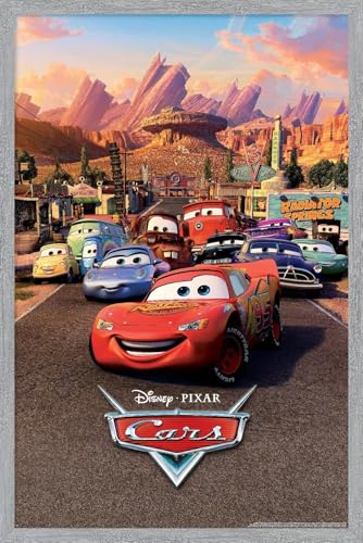Trends International Disney Pixar Cars - One Sheet Wall Poster, 22.4L x 14.7W, Gray Framed Version