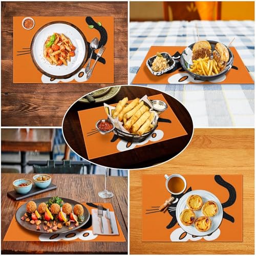 Sets de table antidérapants et lavables motif chat noir - 6