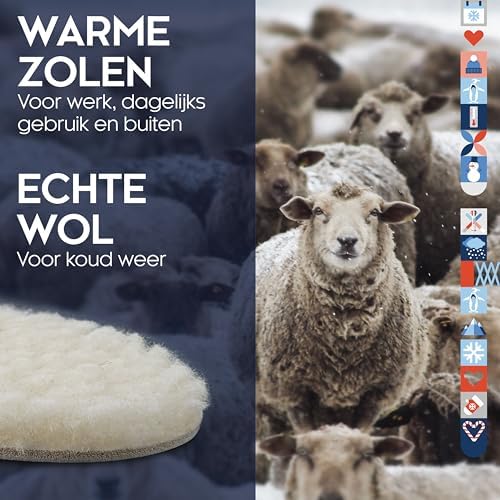 biped 2 paar inlegzolen van lamswol - Extra dikke inlegzolen van echte lamswol - Verwarmende inlegzolen voor dames en heren z1015(42