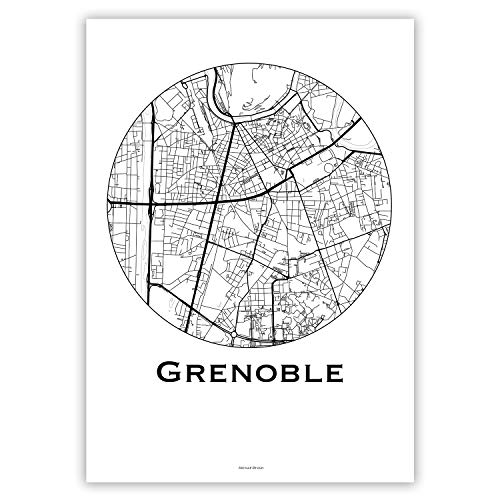 Création originale Grenoble poster déco souvenir de France pour amoureux des Alpes
