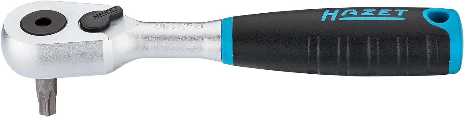 HAZET HiPer fine-toothed reversible ratchet 863HPB for bits | Output: hexagon 6.3 mm (1/4 inch), small working angle (4°), extremely resilient | For use in the smallest rooms | Made in Germany