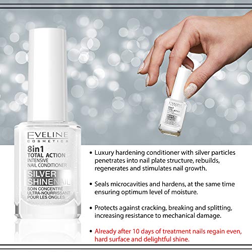 Eveline Cosmetics 8in1 Total Action konzentriertes Nagelpflegemittel mit Silberpartikeln | 12 ml | Restaurative… – Bild 5