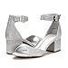DREAM PAIRS Women's Chunkle Silver Glitter Low Heel Pump Sandals Ankle Strap Dress Shoes - 11 M US