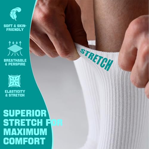 Image of White Sports Thin Socks for Women Crew: Athletic Socks Sport Running High Socks(6 Pairs)