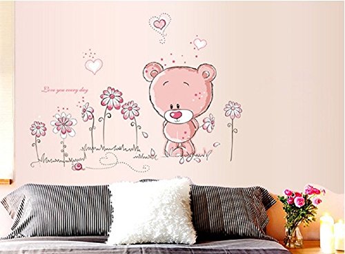 Walplus - Adesivi da Parete con Orsacchiotto per Decorare la cameretta dei Bimbi, 50 x 70 cm