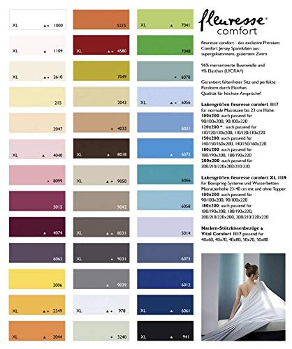 fleuresse Premium Jersey-Elasthan Spannbettlaken - alle Größen und viele Farben - Comfort XL 180x200 cm Apfelgrün