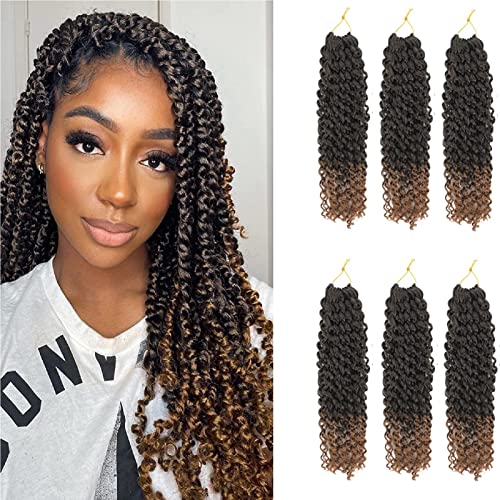 Passion Twist Hair 12 Inch 6 Packs T30 Water Wave Braided Hair for Black Woman Natural Bohemian Passion Twist Crochet Hair Braided Synthetic Hair（12Inch,T30）