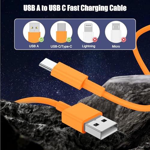 Image of 3-Pack Orange [3.3FT+3.3FT+6FT] USB A to USB C Cable，USB to USB C Cable，Car Carplay Cable for iPhone 17 16 15 Pro Plus Pro Max Air，for Galaxy S25, for iPad, for MacBook and More