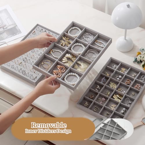 Image of Large Velvet Jewelry Tray Display Drawer Inserts 2 Pack