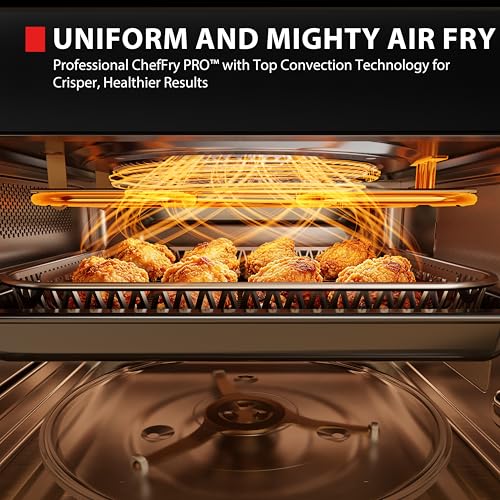 Image of TOSHIBA Optichef Pro Air Fryer Combo Countertop Microwave Oven with Origin Inverter, ChefDefrost, 1.0 Cu.ft., 1000W, Black Stainless Steel, ML2-EC10SAITC(BS)